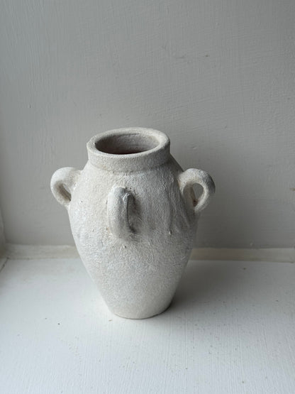 Up-Cycled | Small Off-White Mediterranean Handled Vase