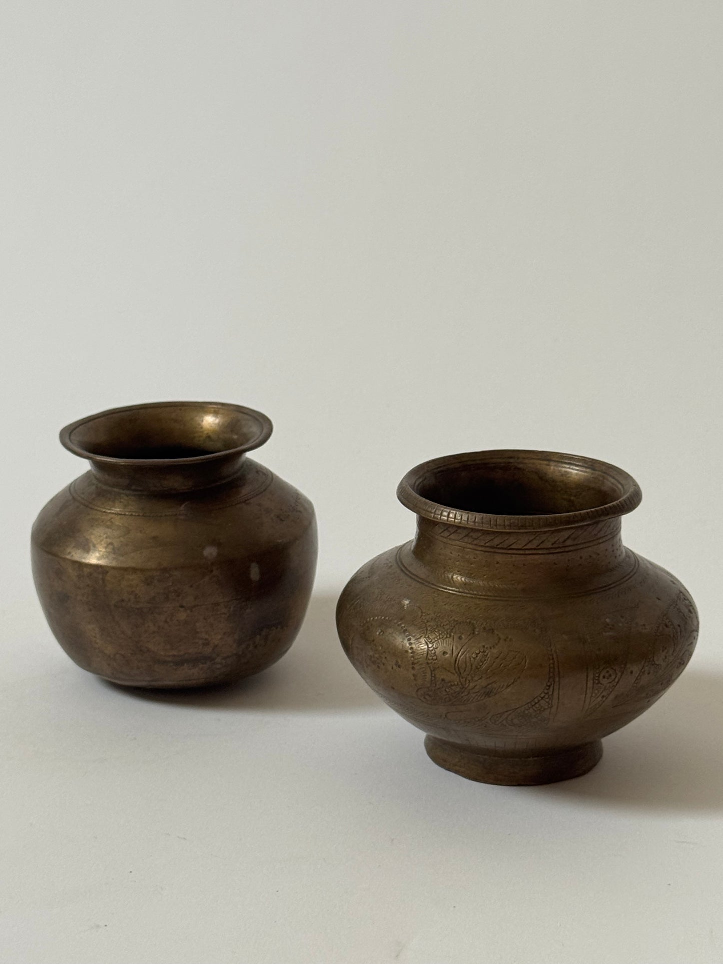 Small Vintage Brass Pots