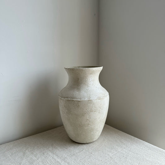 CLOUD  |  light beige stone effect line detail tapered vase