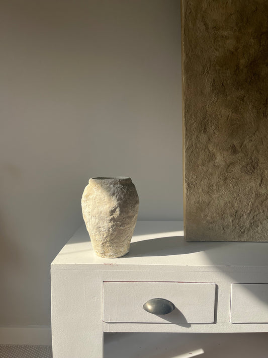 CLOUD  |  heavily textured light beige contrasted vase
