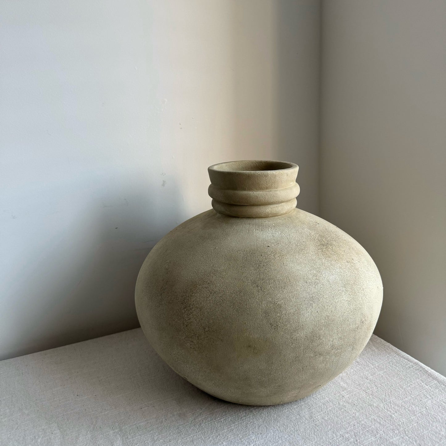 CLOUD  |  stone beige line detail large rounded vase