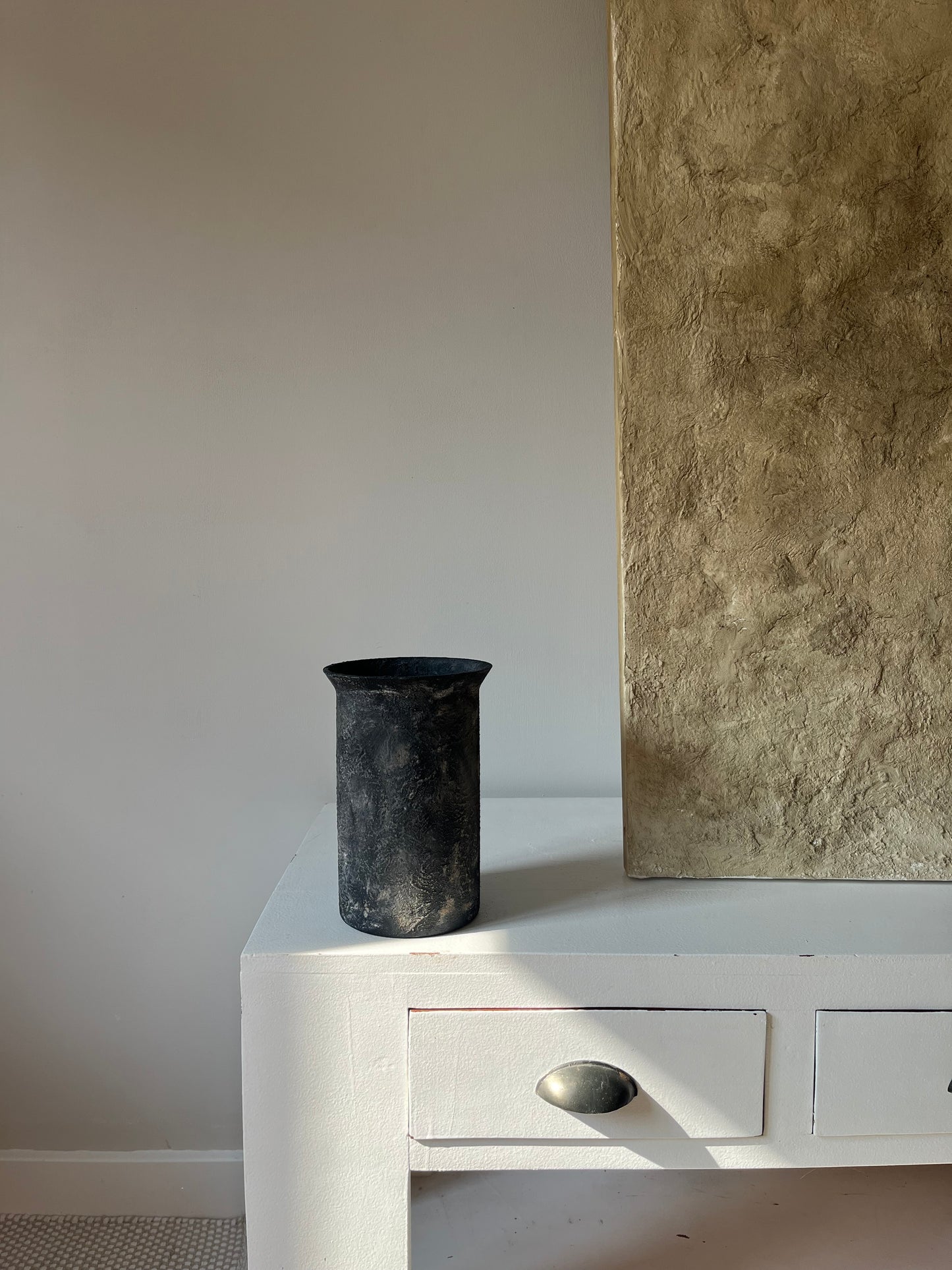 STORM  |  heavy texture black/brown square shaped vase