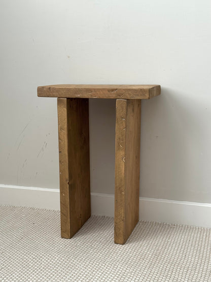 Handmade Aged Effect Wood Stool - Margot