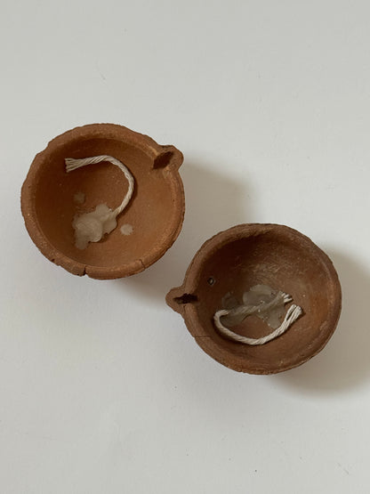 Pair of Small Terracotta Oil Lamps