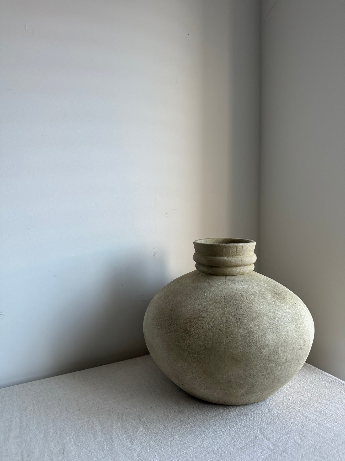 CLOUD  |  stone beige line detail large rounded vase