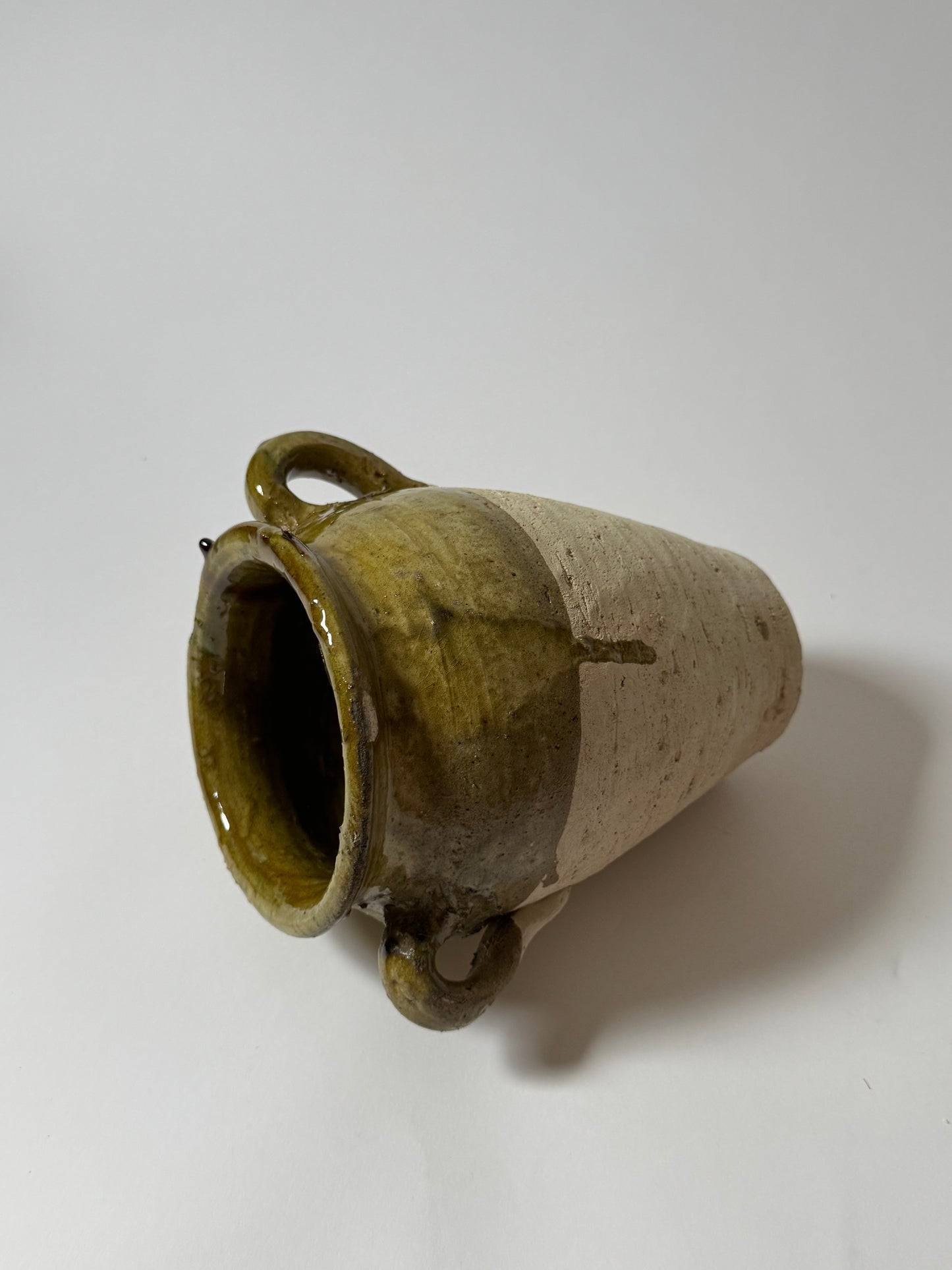 Olive Half Glaze Moroccan Vessel