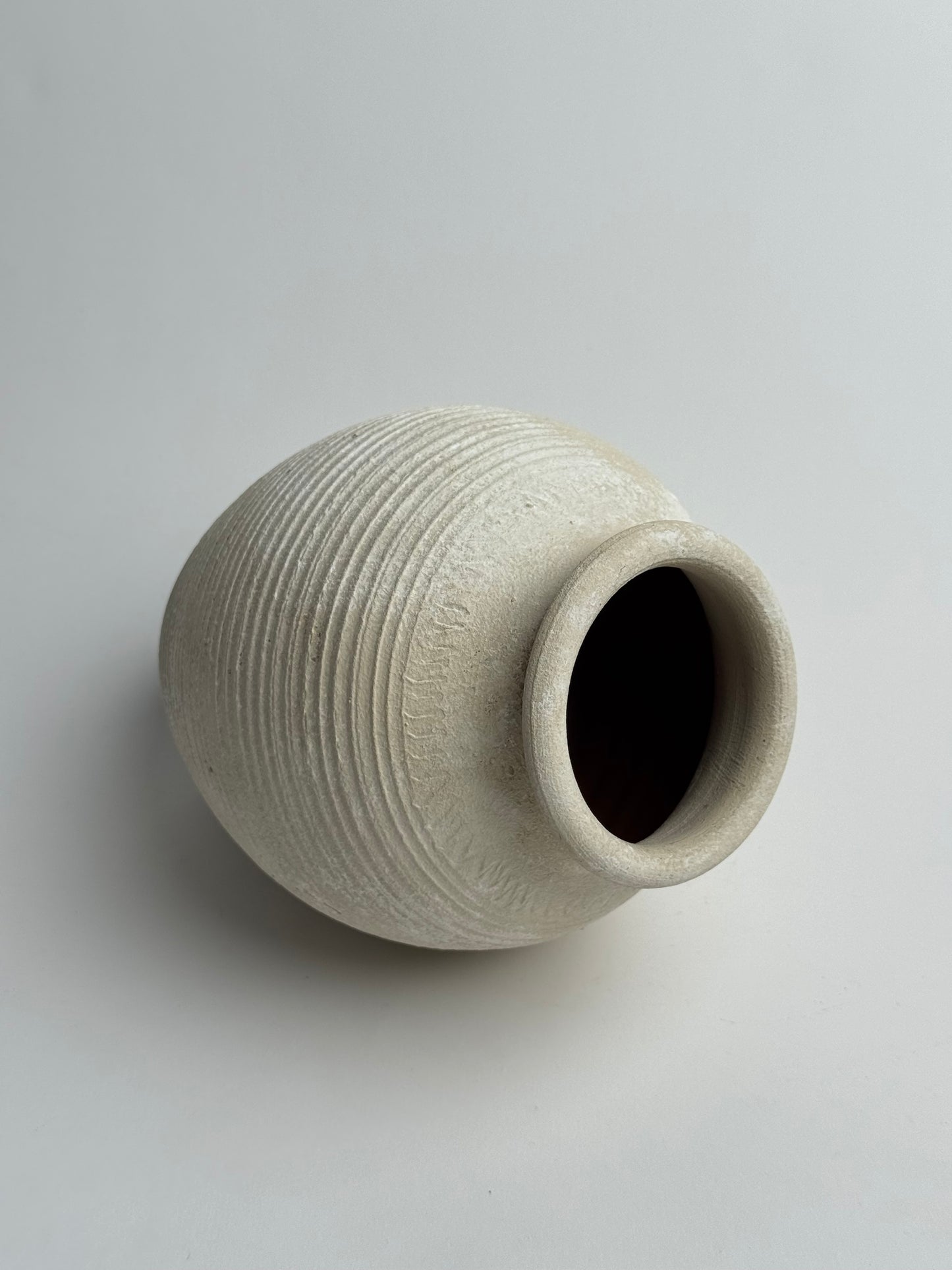 Up-Cycled | Line Detail Off-White Rounded Vase