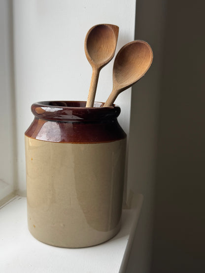 Vintage Glazed Stoneware Utility Jar