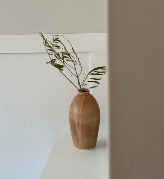 Light brown vintage glazed vase