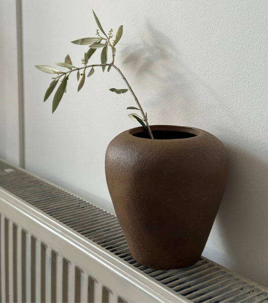 Up-cycled  | small warm brown tapered urn