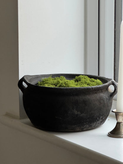 Vintage low rounded earthenware pot