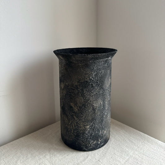 STORM  |  heavy texture black/brown square shaped vase