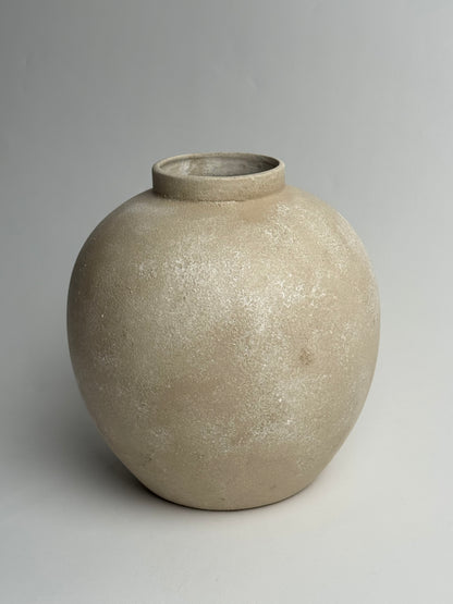 Up-Cycled | Large Rounded Beige Patina Vase
