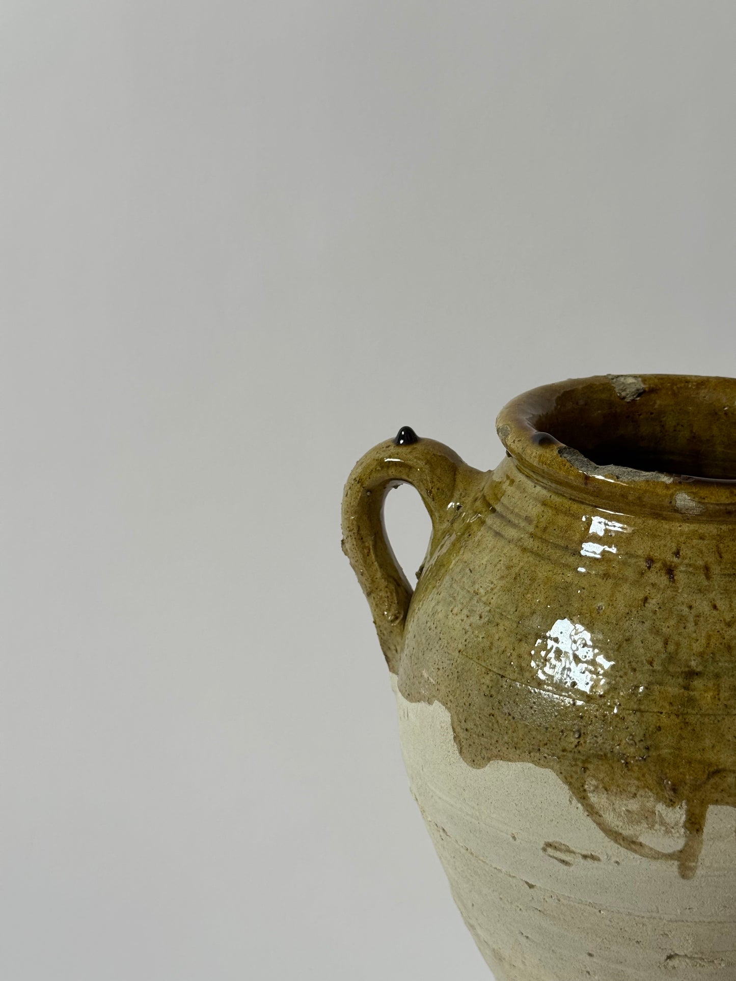 Large Moroccan Olive Glaze Vessel