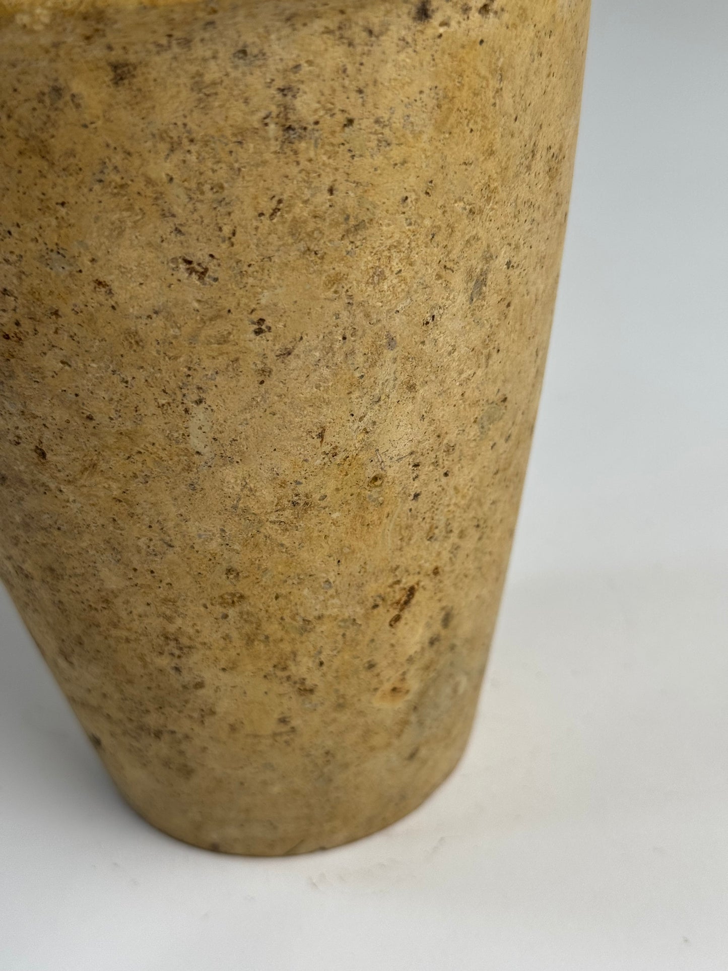 Vintage travertine stoneware vase with line detail