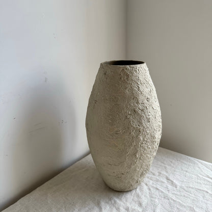 Up-cycled  |  light beige heavy textured vase