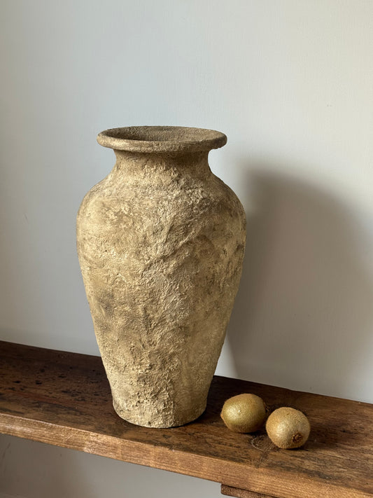 Up-cycled  |  Large warm brown, rustic textured vase
