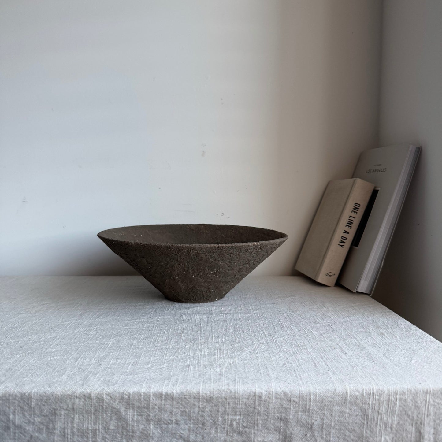 EARTH  | dark brown textured tapered display bowl