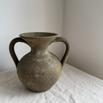 Up-cycled  | earthy brown small double handled vase