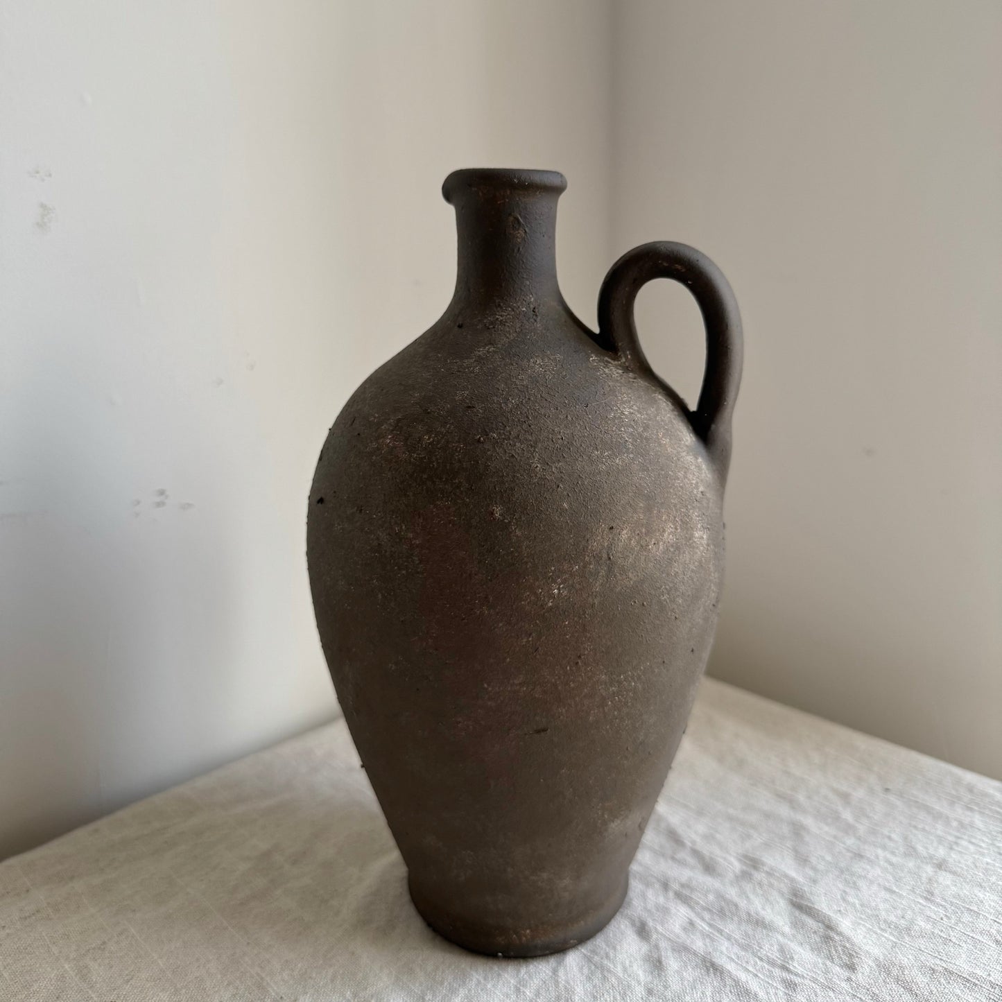 EARTH  | earthy brown rounded handled vase/pitcher