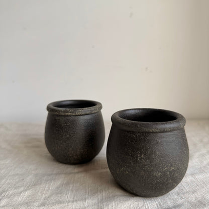 Up-cycled  | dark earthy brown mini pottery