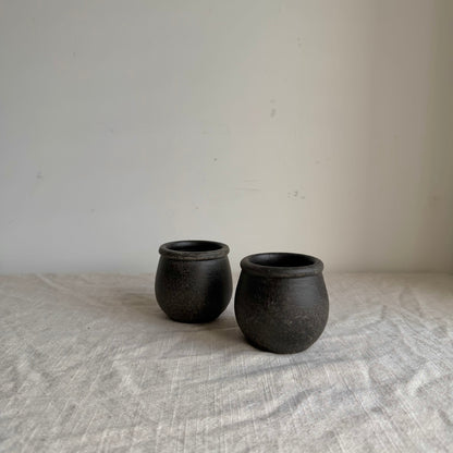 Up-cycled  | dark earthy brown mini pottery