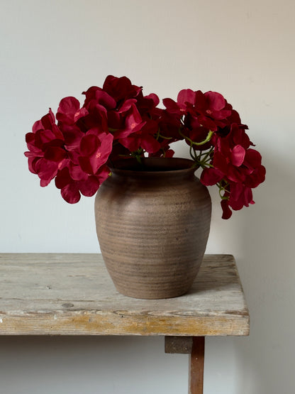 Up-Cycled | Warm Earthy Brown RIbbed Rounded Pot