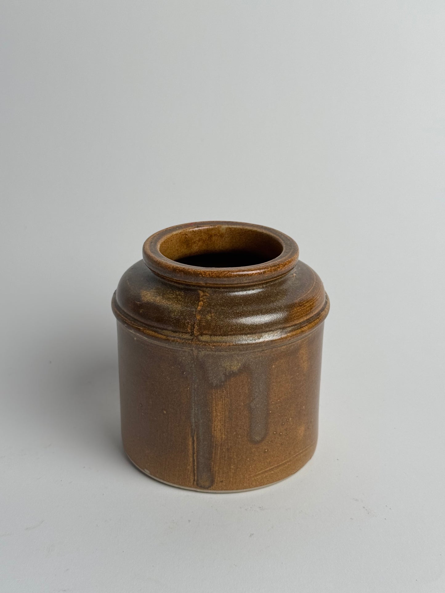 Vintage Brown Glazed Stoneware Jar