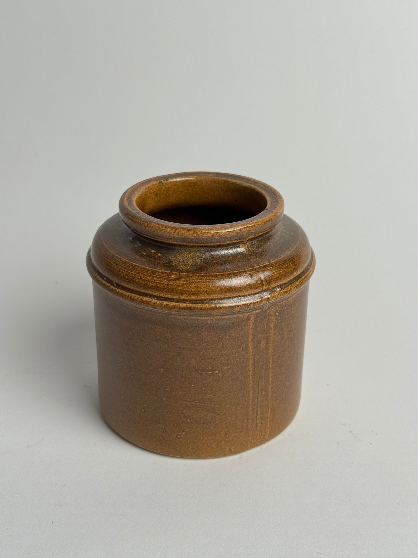 Vintage Brown Glazed Stoneware Jar