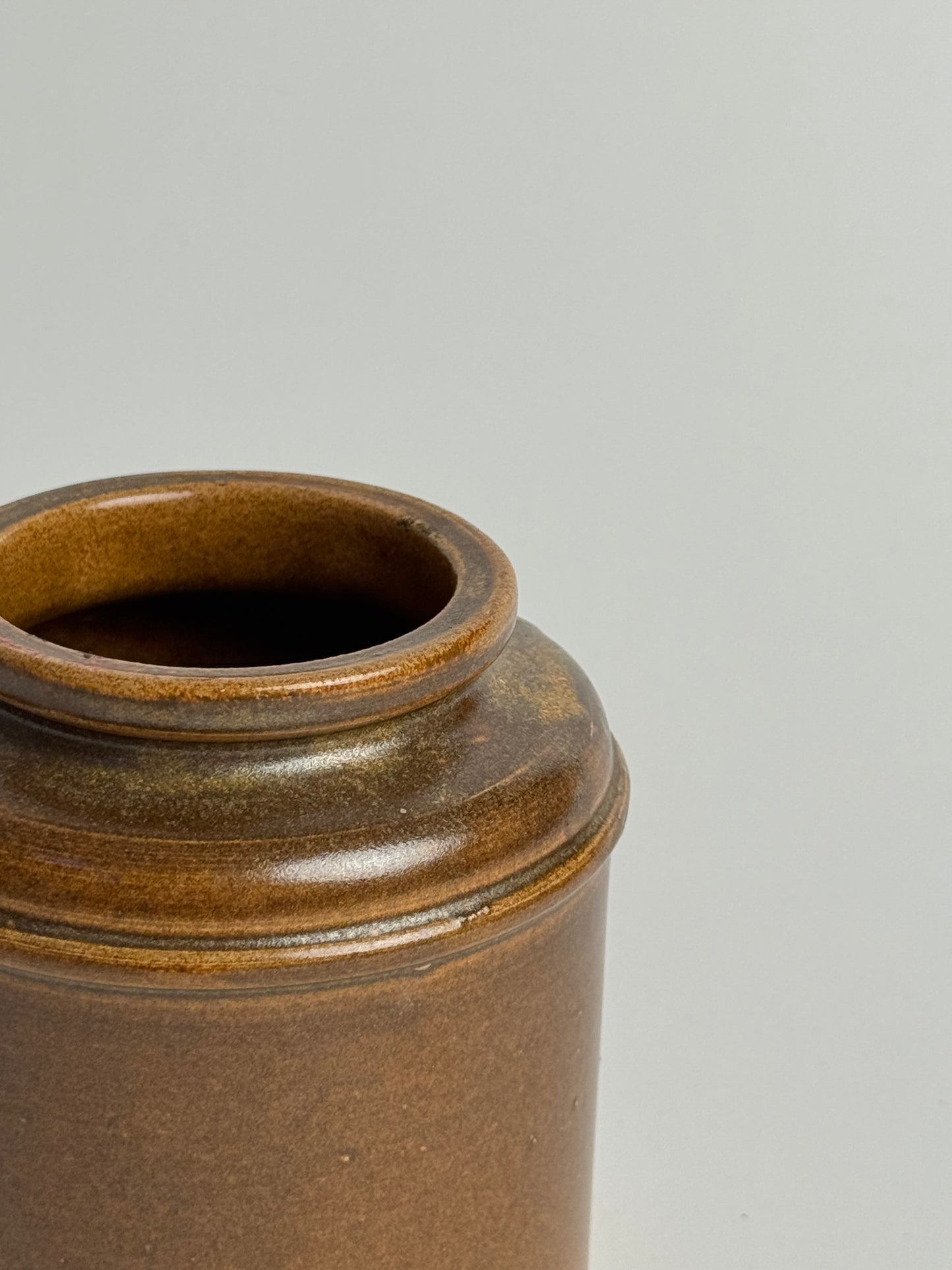 Vintage Brown Glazed Stoneware Jar