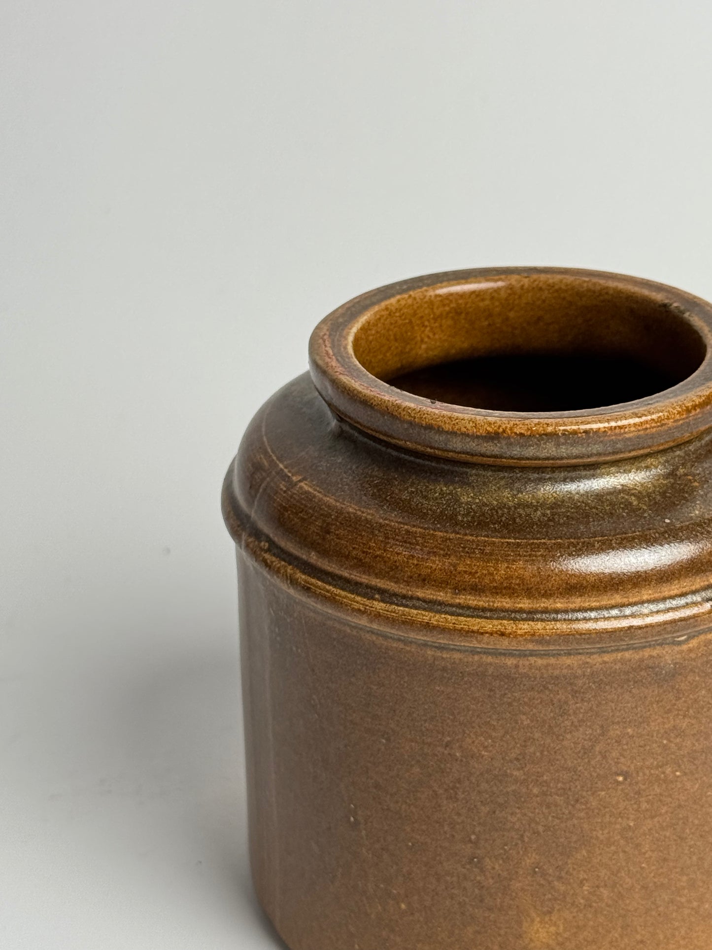 Vintage Brown Glazed Stoneware Jar