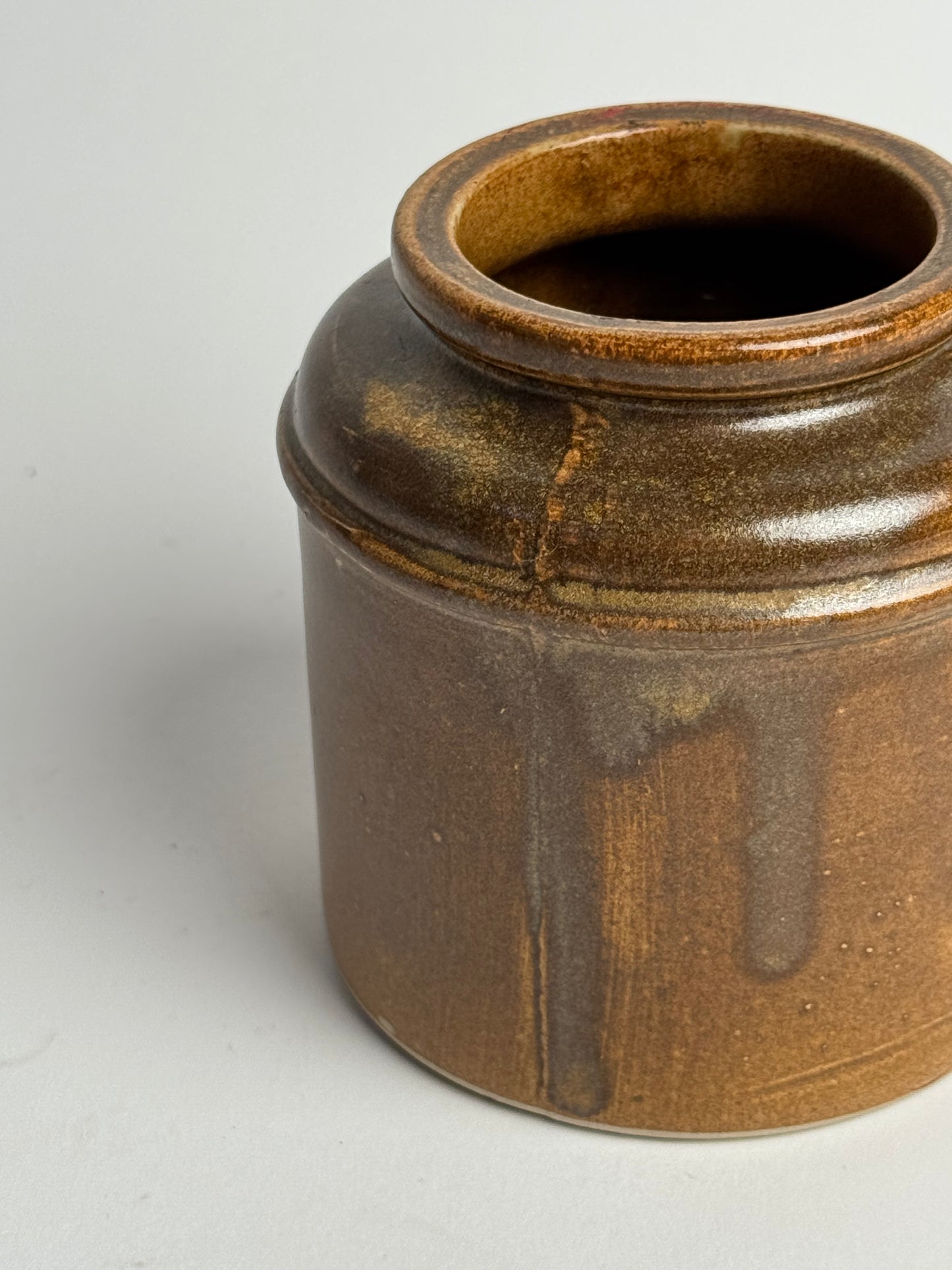 Vintage Brown Glazed Stoneware Jar