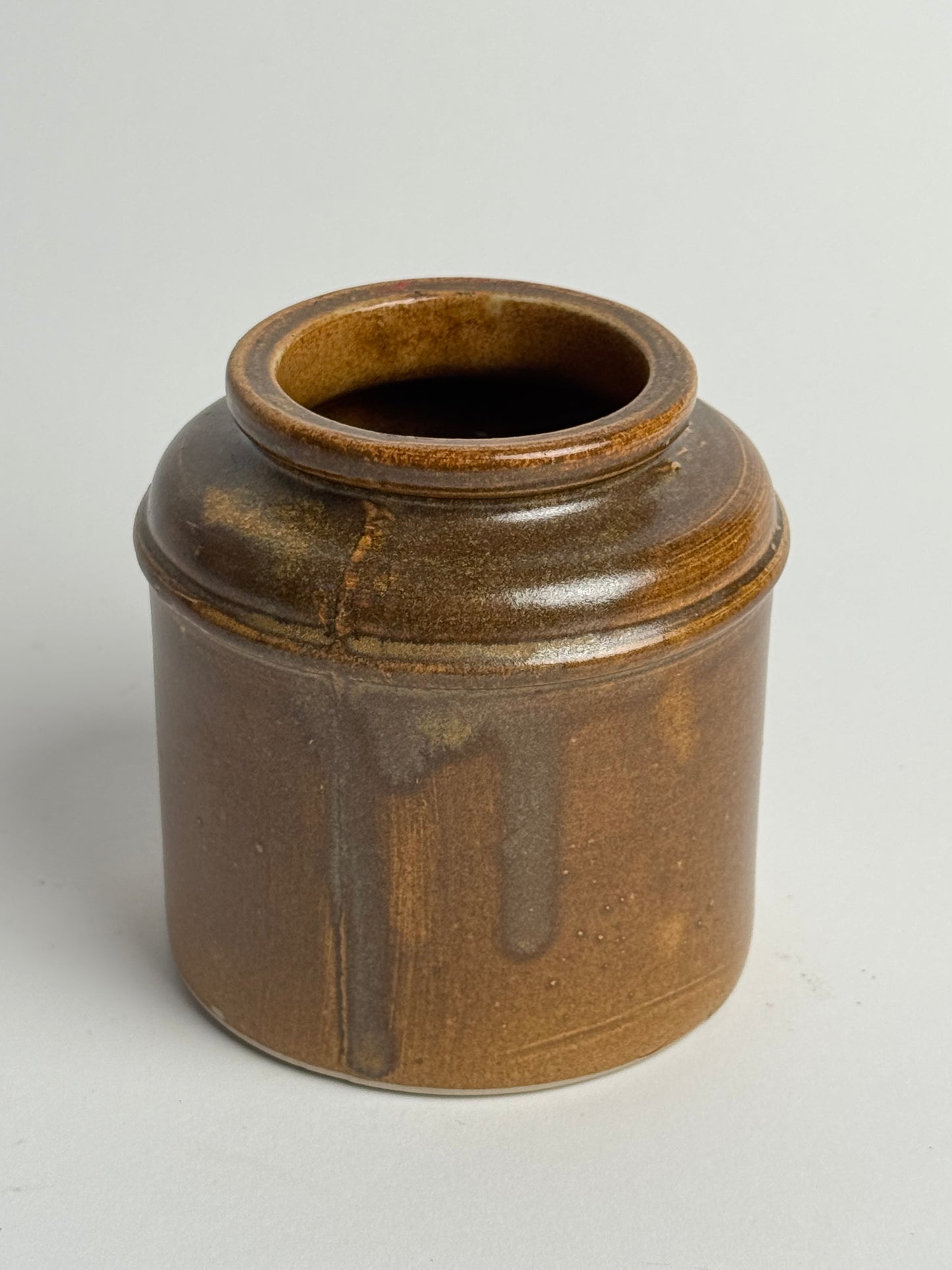 Vintage Brown Glazed Stoneware Jar
