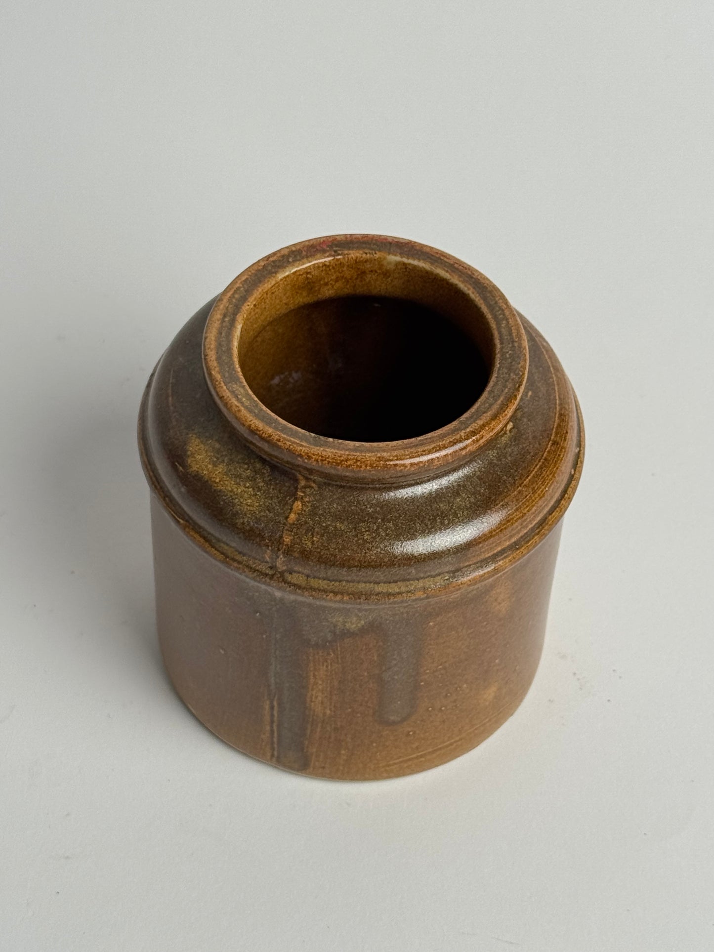 Vintage Brown Glazed Stoneware Jar