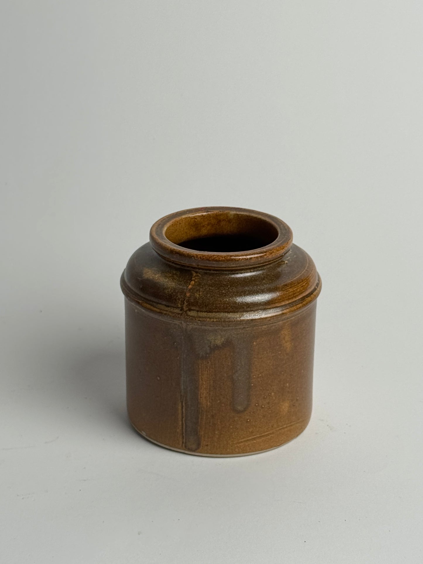 Vintage Brown Glazed Stoneware Jar