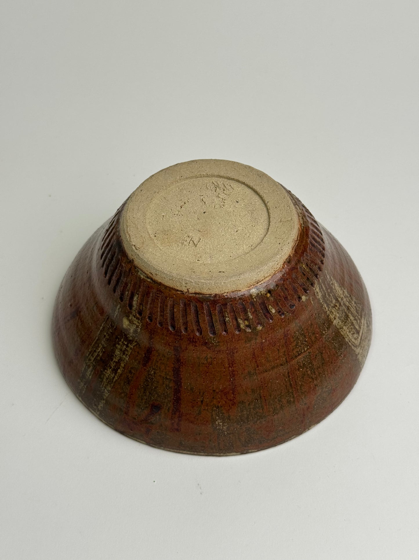 Vintage Etched Base Stoneware Bowl