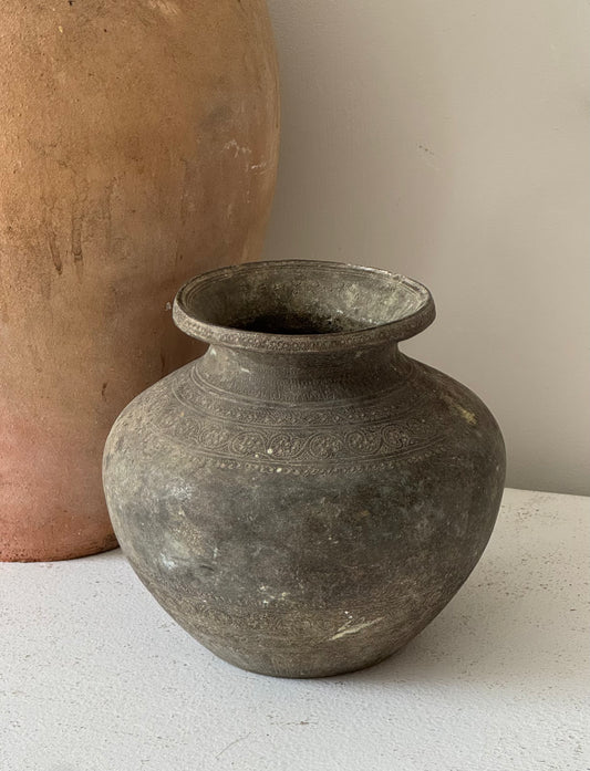 Round Antique Brass Pot