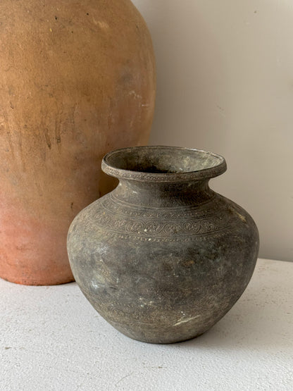 Round Antique Brass Pot