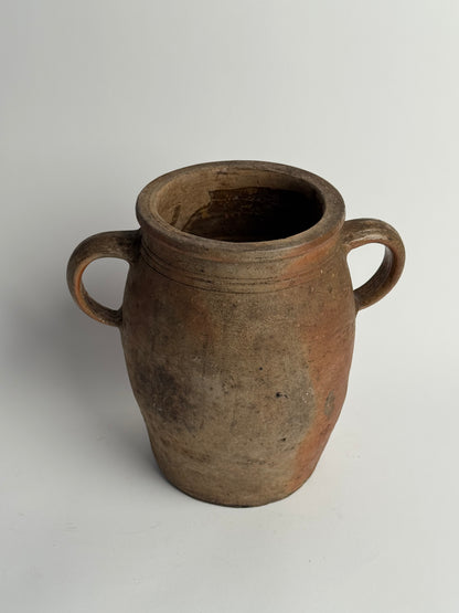 Vintage French Earthenware Twin Loop Handled Pot