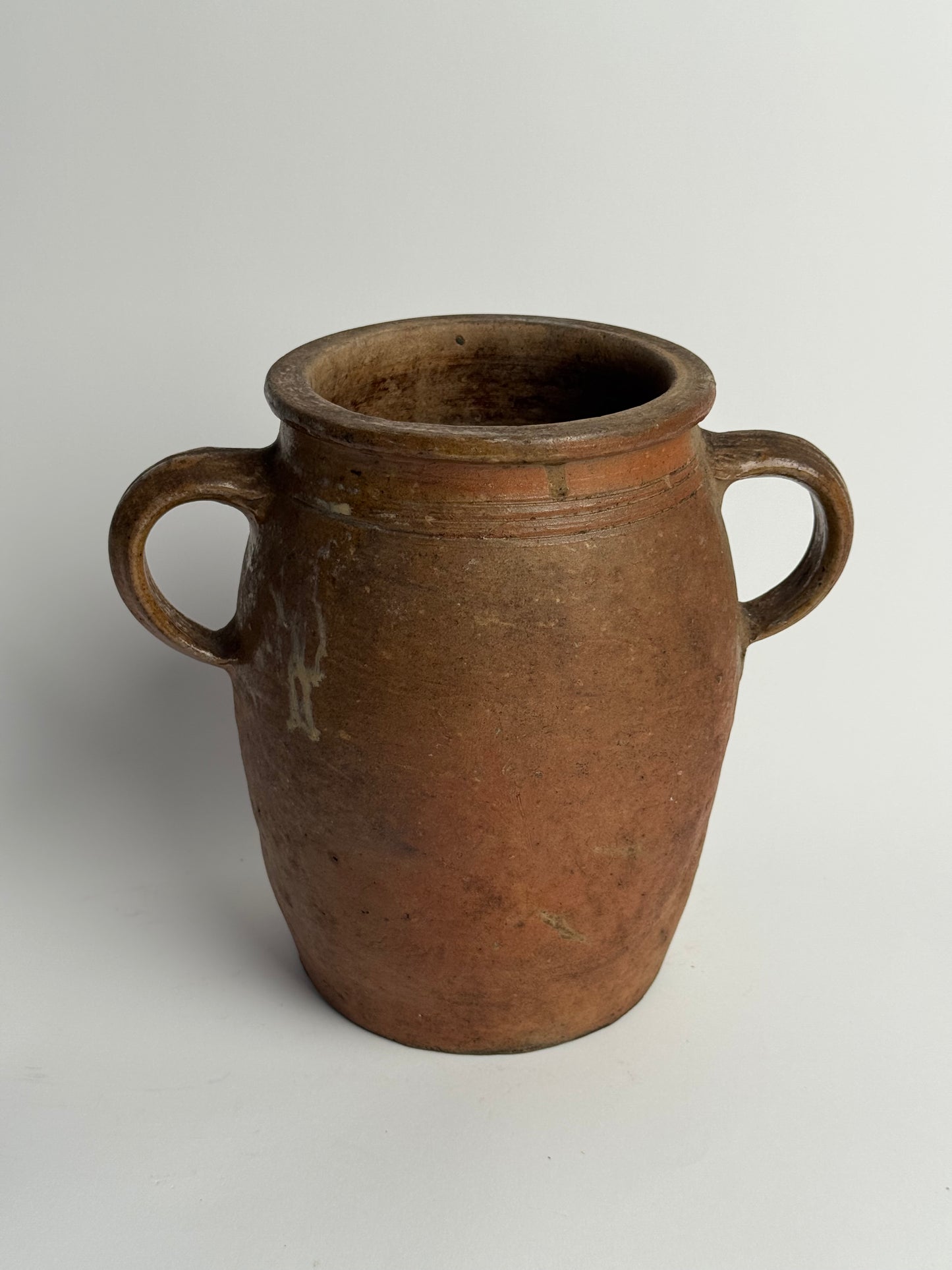 Vintage French Earthenware Twin Loop Handled Pot