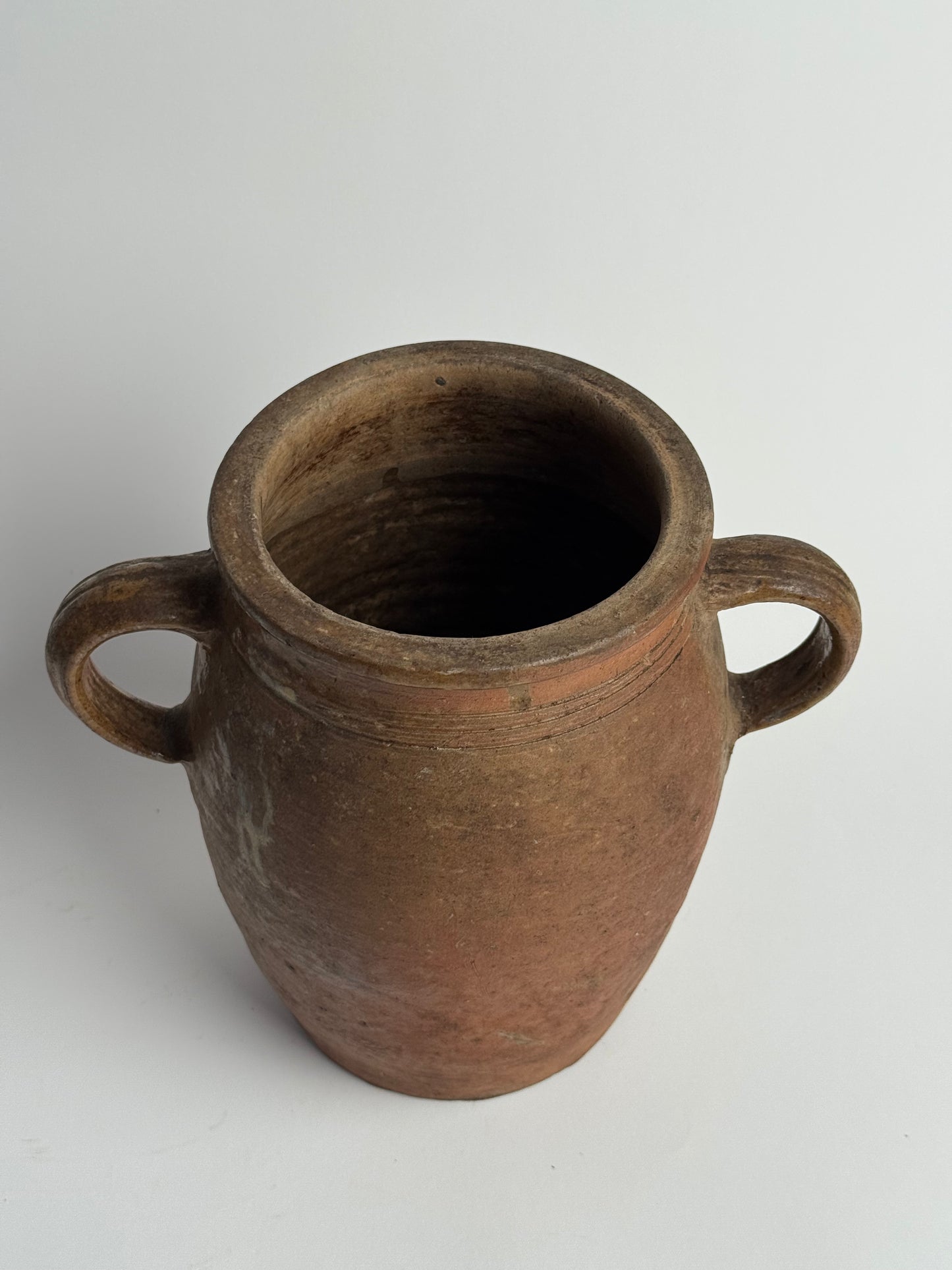 Vintage French Earthenware Twin Loop Handled Pot