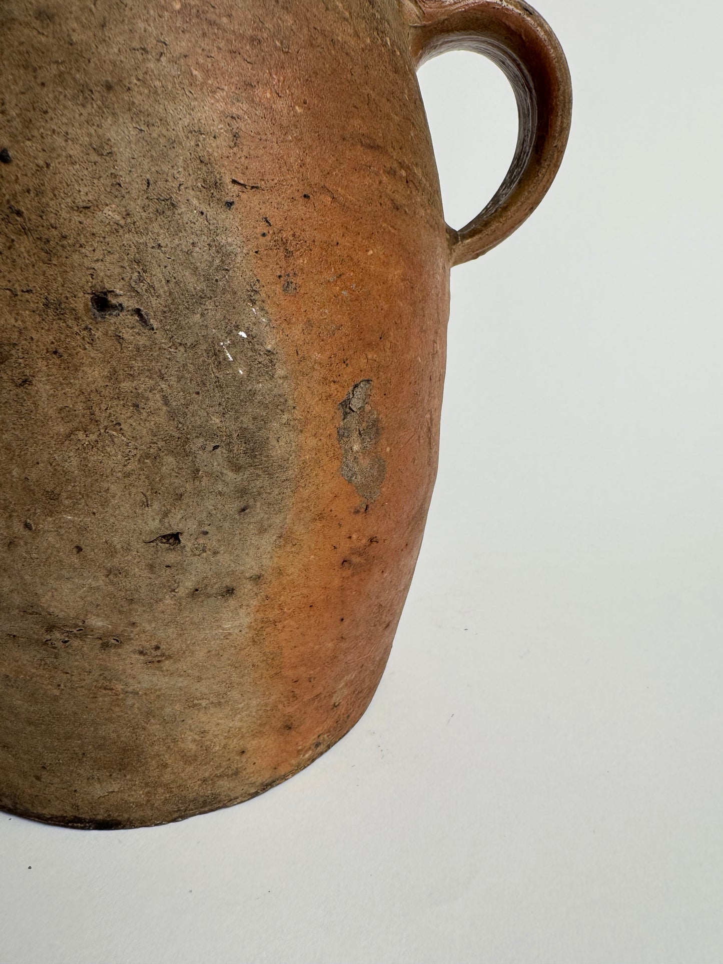 Vintage French Earthenware Twin Loop Handled Pot