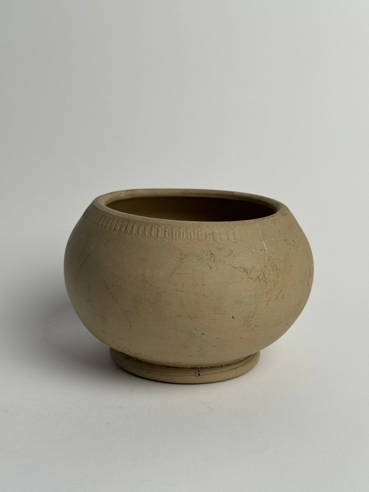 Vintage Hand-Thrown Low Bowl