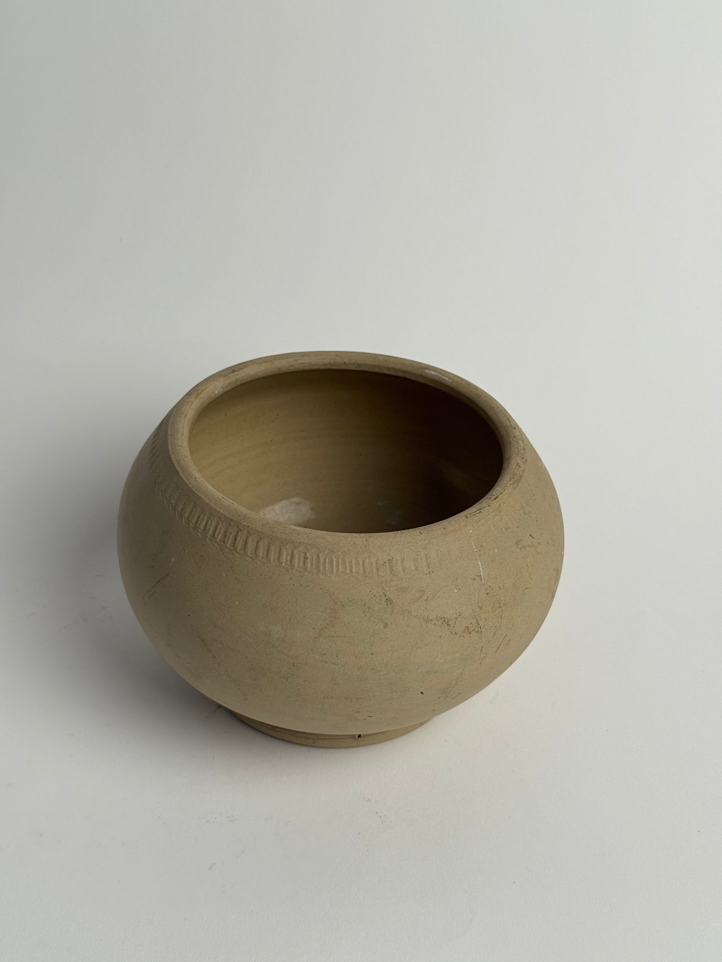 Vintage Hand-Thrown Low Bowl