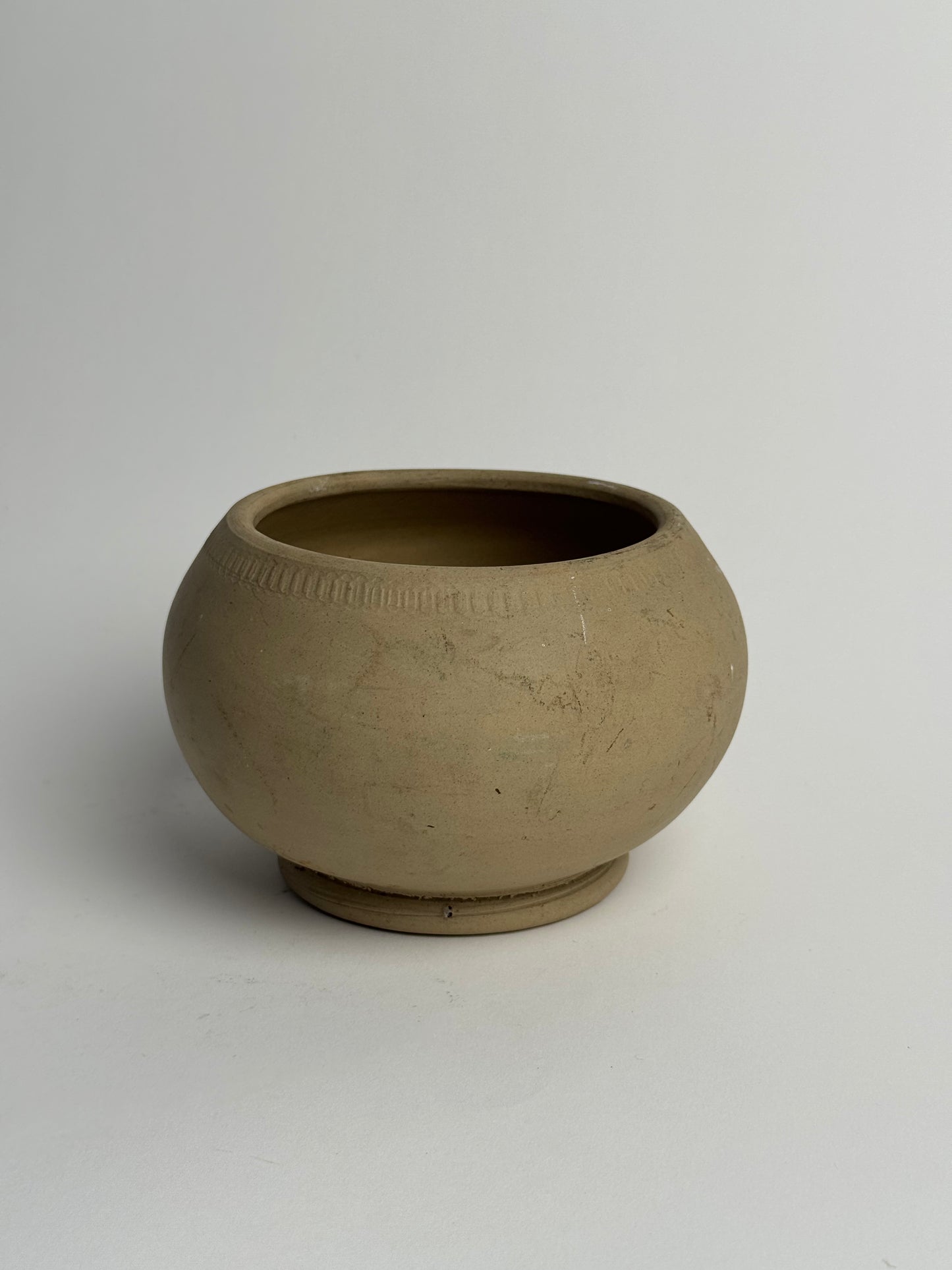 Vintage Hand-Thrown Low Bowl
