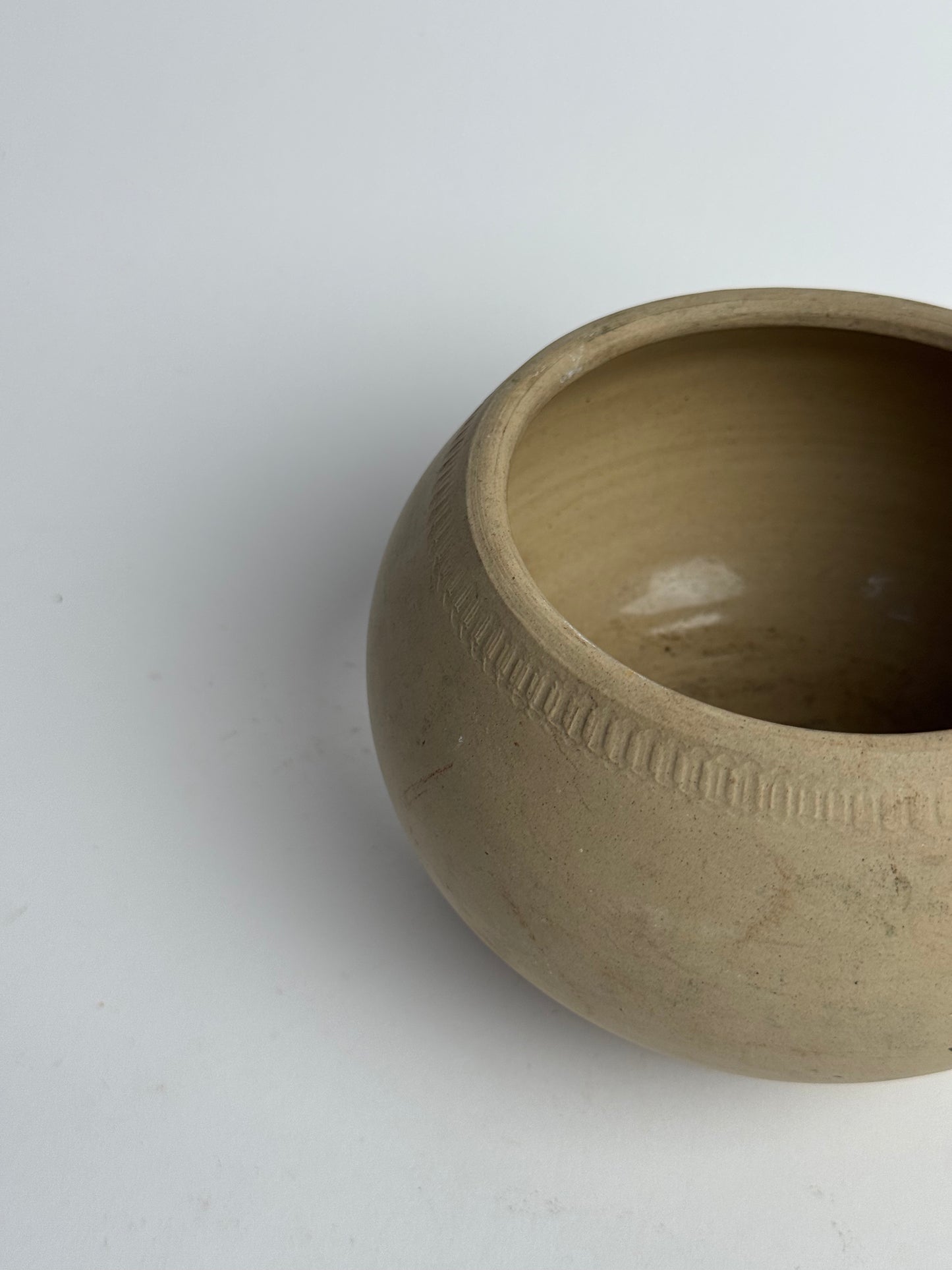 Vintage Hand-Thrown Low Bowl