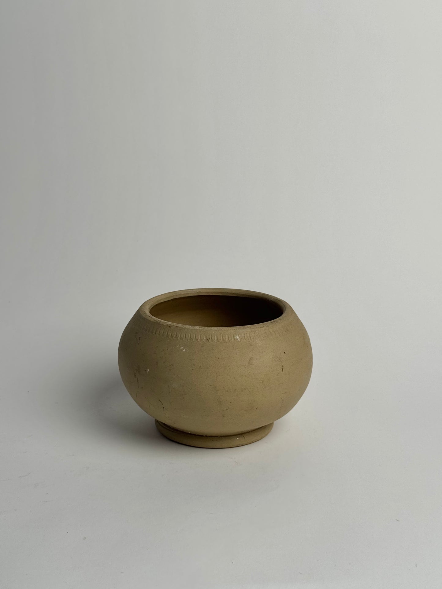 Vintage Hand-Thrown Low Bowl