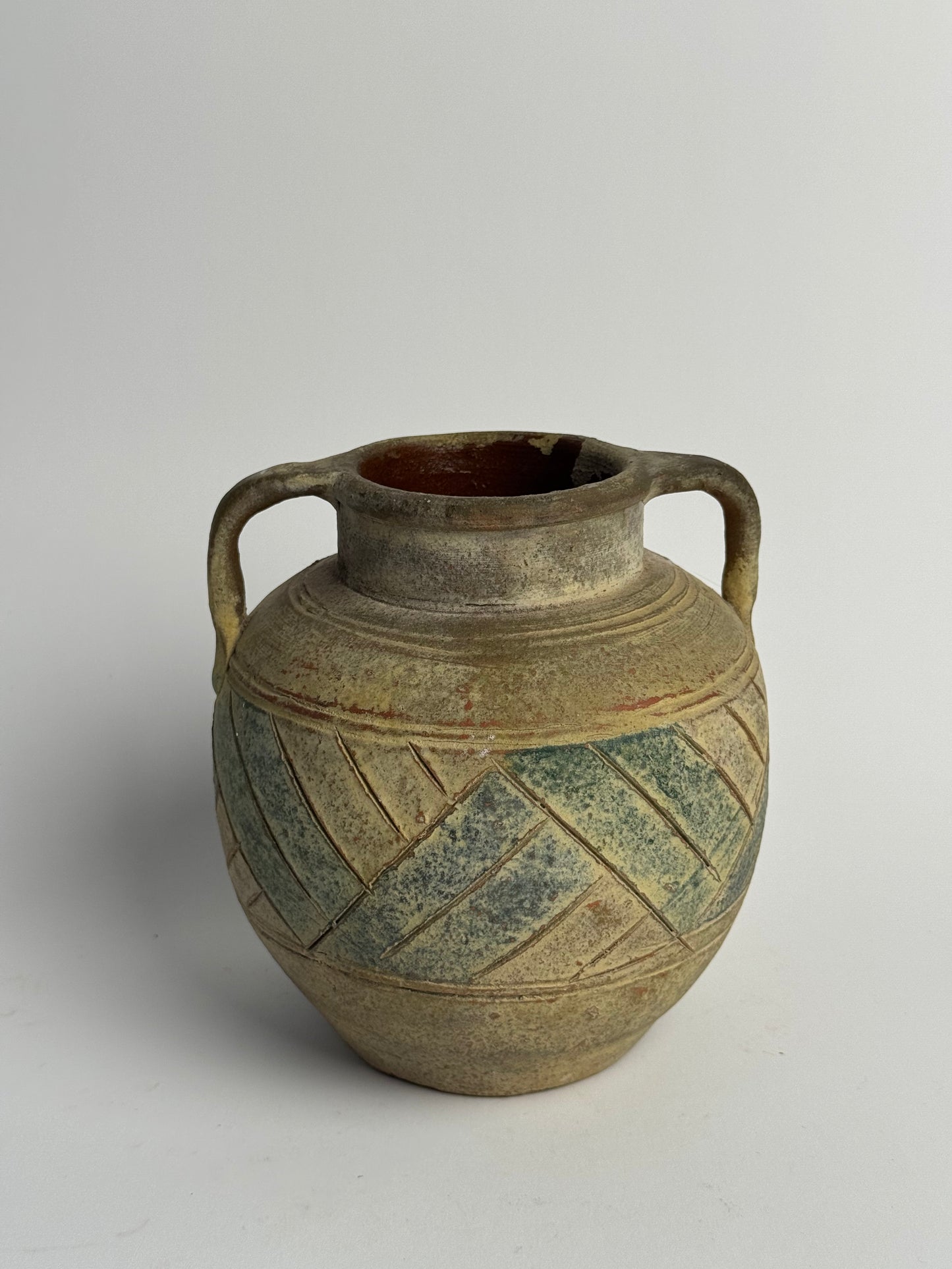 Vintage Mediterranean Handled Vessel