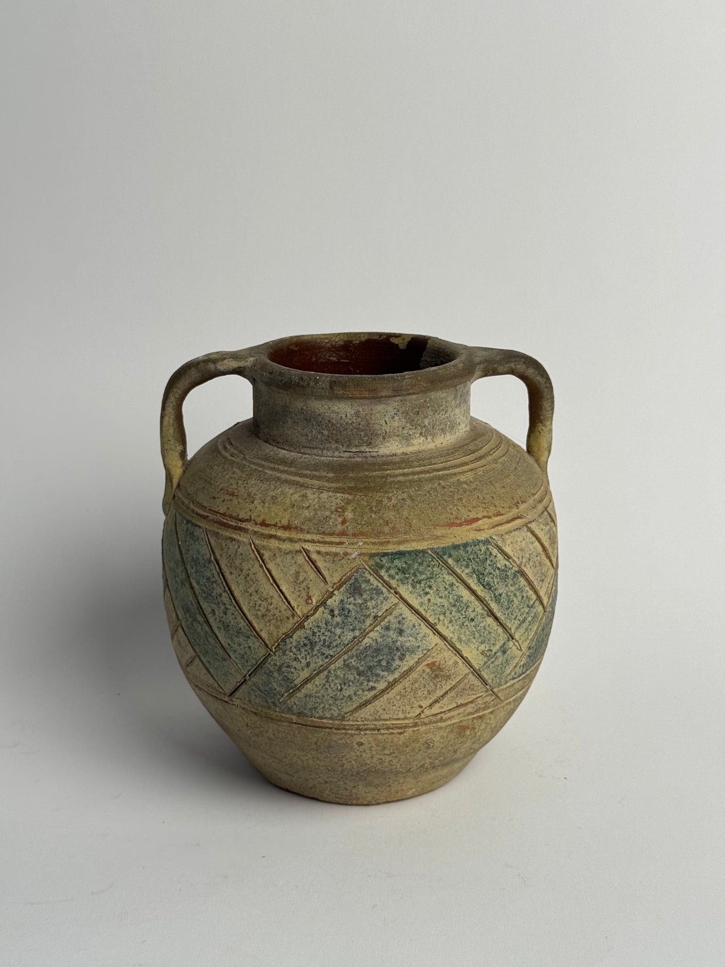 Vintage Mediterranean Handled Vessel