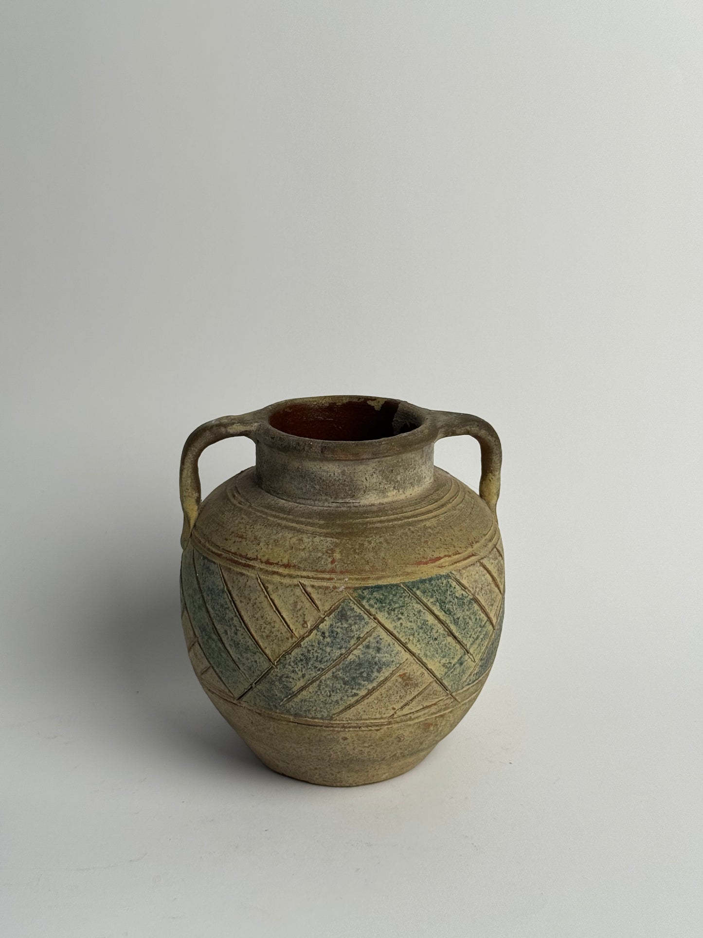 Vintage Mediterranean Handled Vessel